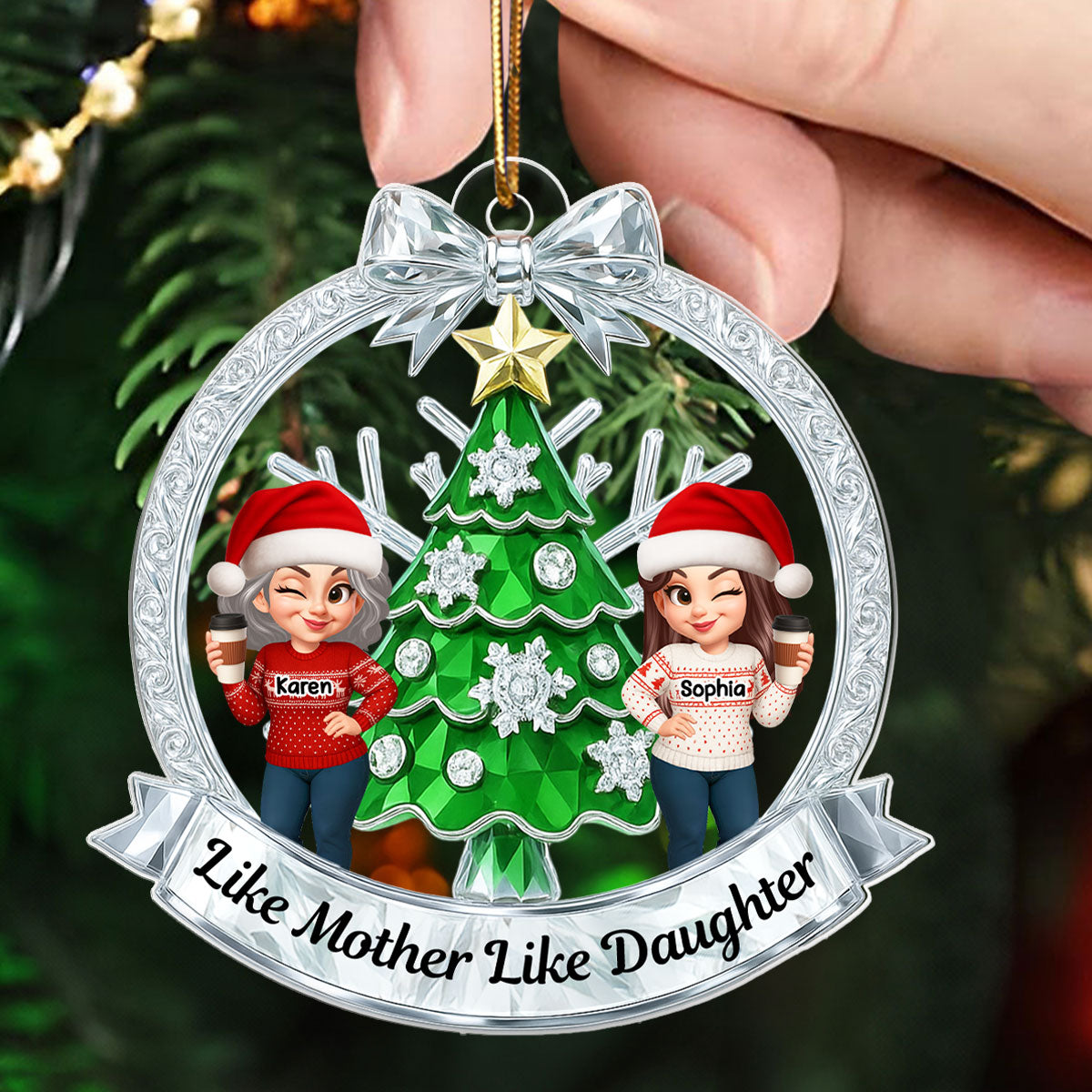 Like Mother Like Daughter - Personalized Acrylic Ornament - Christmas Gift for Mom, Daughter