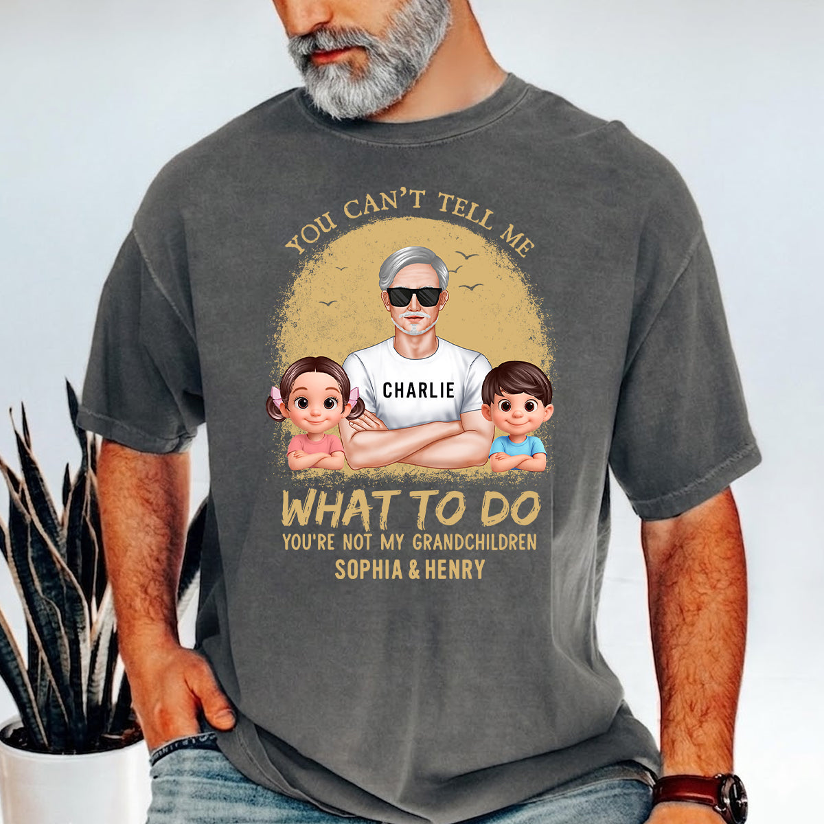 You Can't Tell Me What To Do Grandpa Retro - Personalized Shirt - Father's Day Gift for Cat Dads, Husband