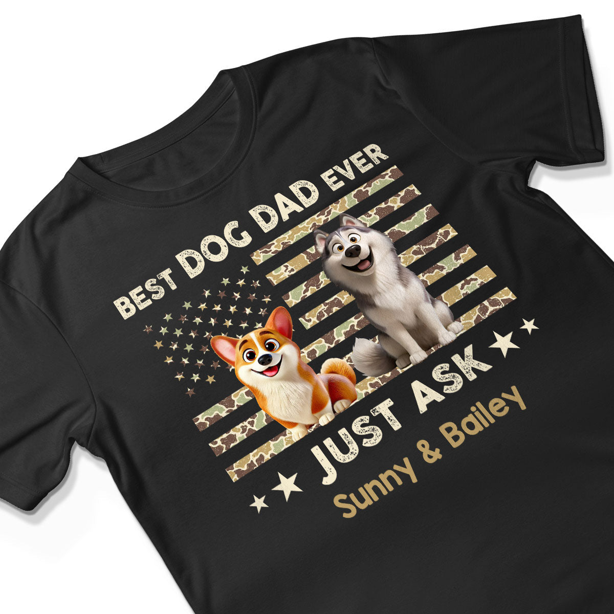 Best Dog Dad Ever Trendy Camouflage Pattern - Personalized Shirt - Father's Day Gift For Dog Dad, Dog Lovers