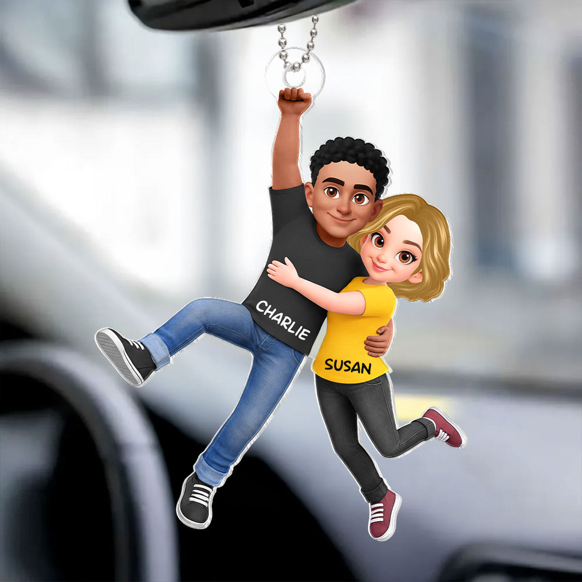 Flying Couple - Personalized Car Hanger - Gift for Couple, for Him, for Her