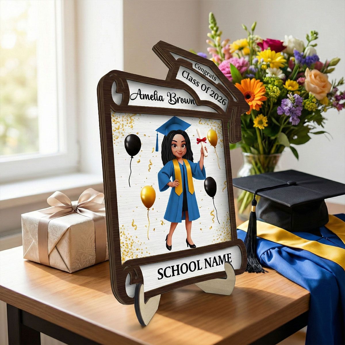 Congrats Class Of 2026 2027 Senior - Personalized 2-Layered Wooden Plaque - Graduation Gift For Graduates, Daughter, Son