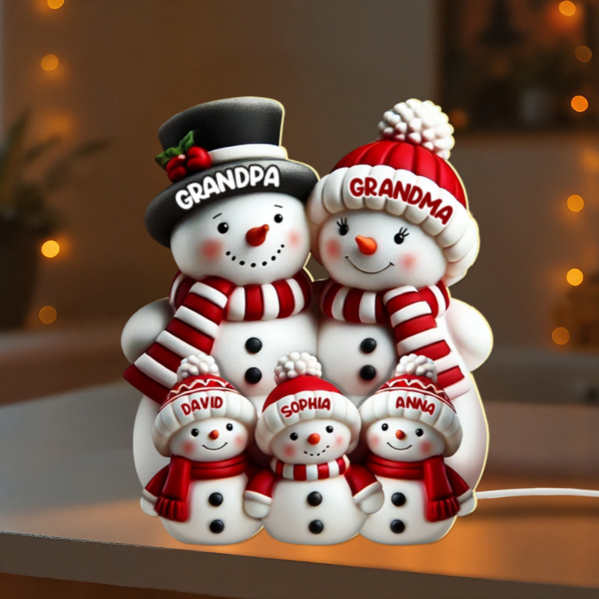 Cute Snowman 2D Flat Printed - Personalized Light Box - Christmas Decor For Family, Grandma, Grandpa