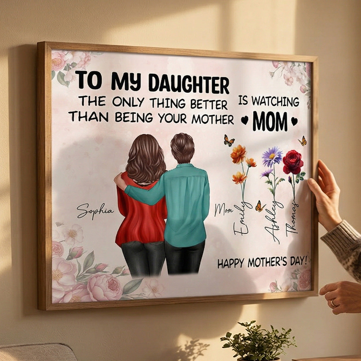 From Mom To Daughter Watching You Be A Mom Grandkids Birth Flowers - Personalized Poster - Mother's Day Gift For Daughter