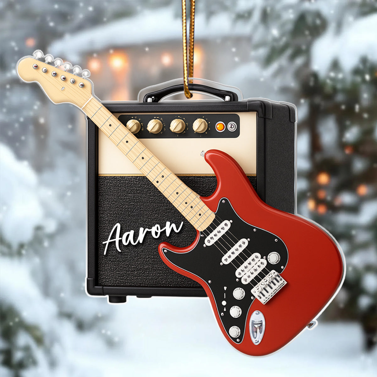 Strumming Story in Every Chord – Personalized Acrylic Ornament – Special Christmas Gift for Guitar Players