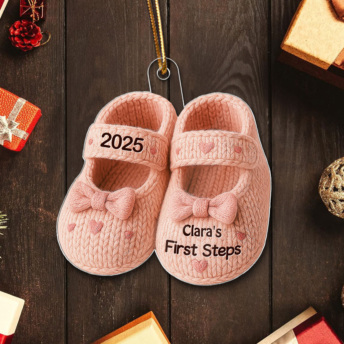 Baby First Step First Christmas Christmas Personalized Flat Acrylic Ornament