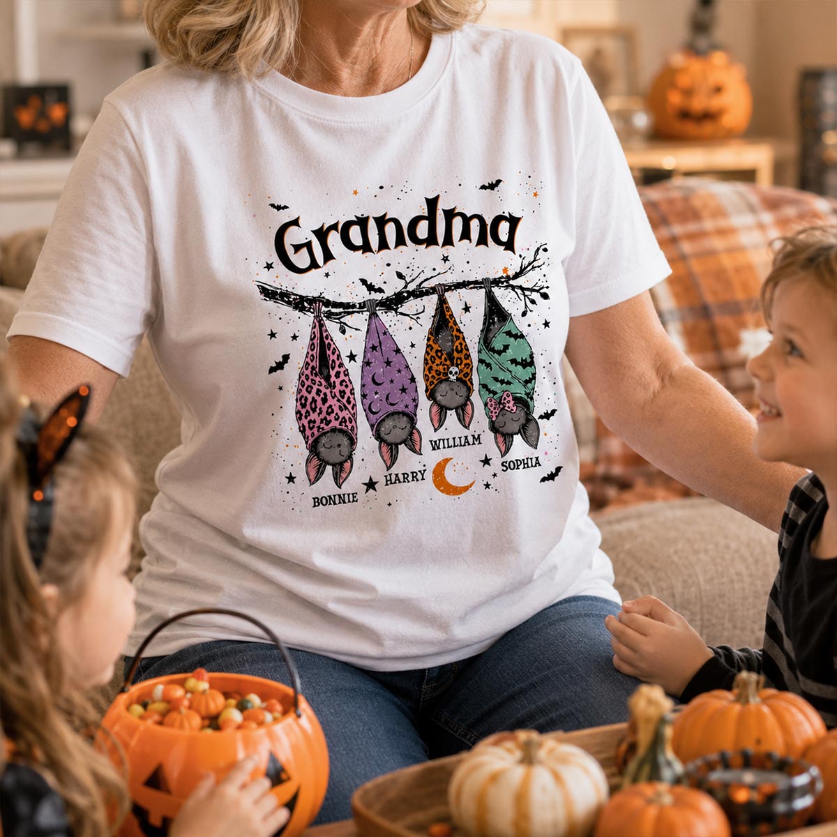 Grandma’s Little Bat Crew – Personalized Shirt – Cute Halloween Gift For Grandma