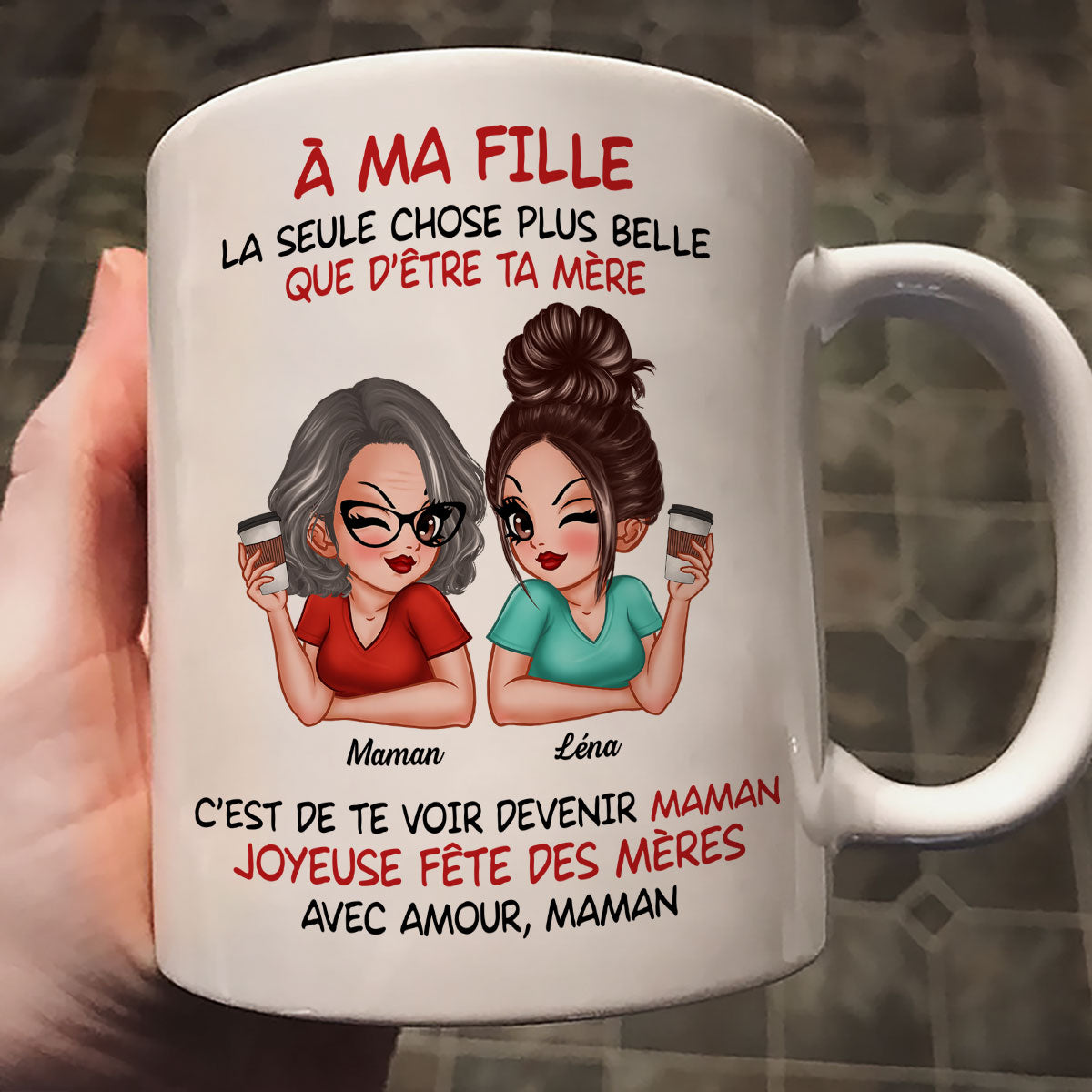À ma fille – Te voir être maman – Mug personnalisé – Cadeau de Fête des Mères pour ma fille