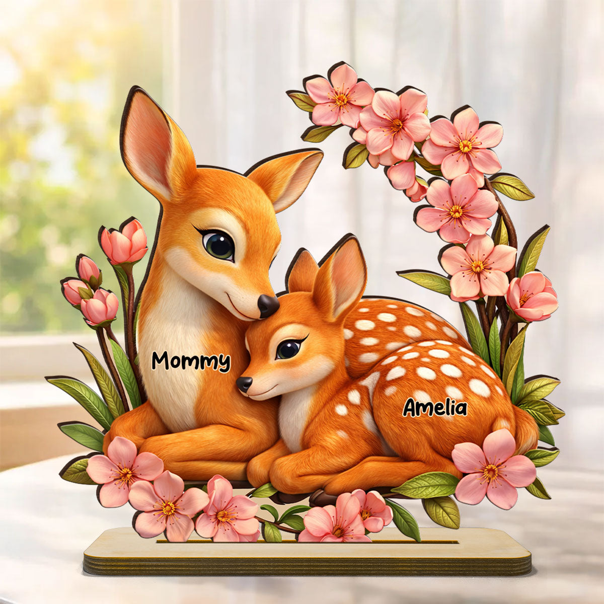 Deer And Fawn - Personalized Wooden Plaque - Heartfelt Mother's Day Gift for Mom, Wife