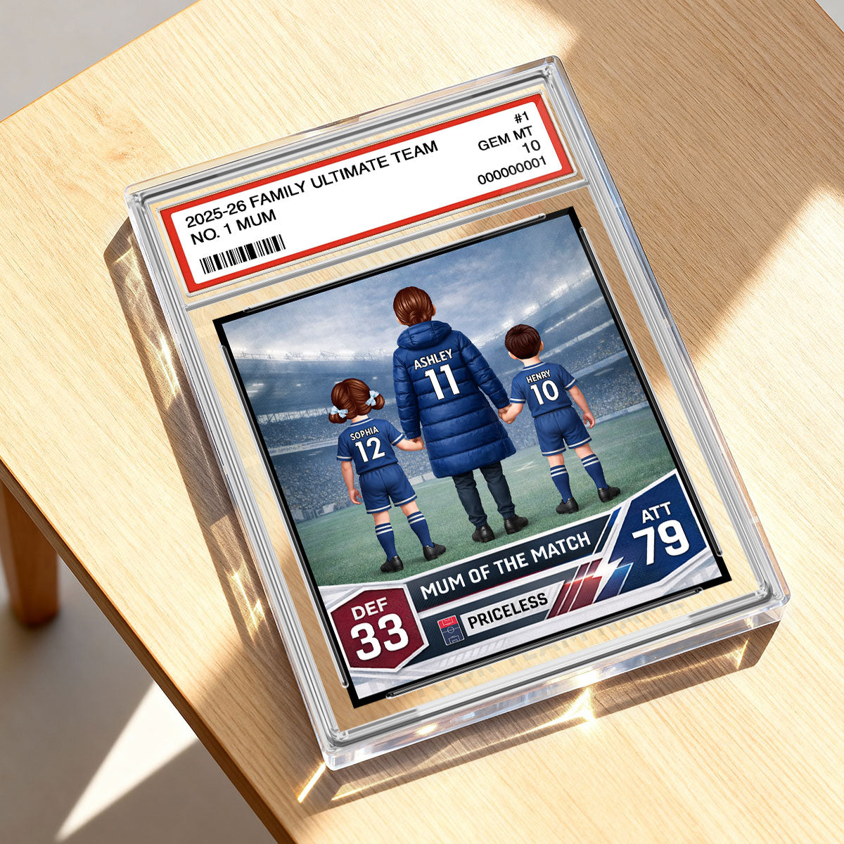 Football Mum Trading Card Style - Personalised Acrylic Block Plaque - Gift For Football Mum