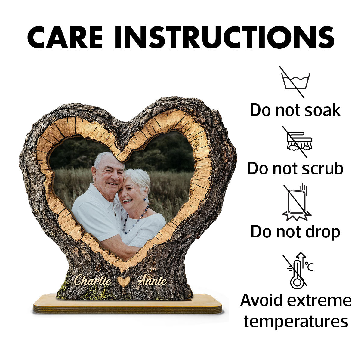 Couple Custom Photo In Heart Carved Tree 2D Flat - Personalized 2-Layered Wooden Plaque - Anniversary Gift, Valentine's Gift For Him, For Her