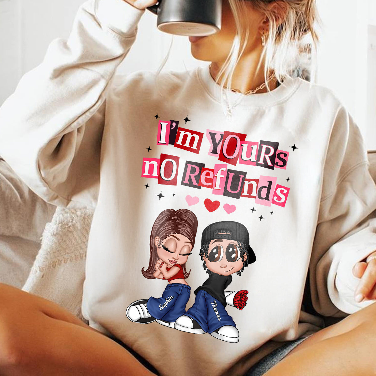 Y2K Couple I'm Yours No Refund - Personalized Shirt - Funny Valentine's Day Gift for Him, for Her, Matching Couple Shirts