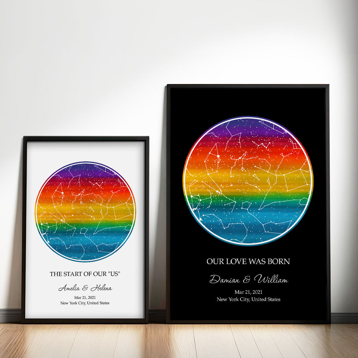 Our Love Was Born LGBT Rainbow Flag - Personalized Poster - Gift For Couple, Happy Pride Month