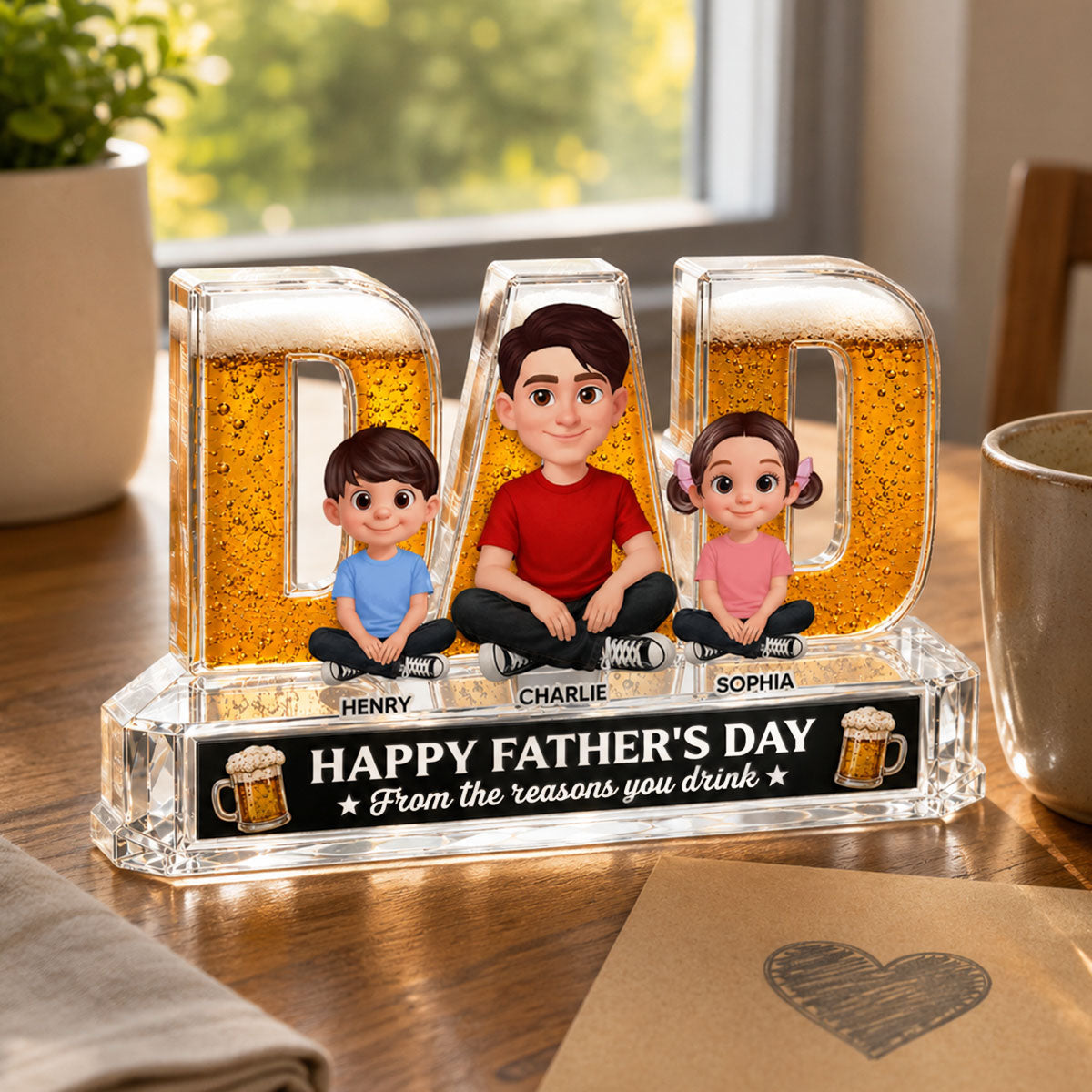 To Dad From The Reasons You Drink Dad Beer - Personalized Acrylic Block Plaque -  Gift For Husband, Dad, Beer Lovers