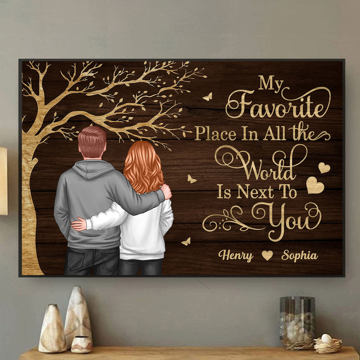 Favorite Place in All the World Couple Tree - Personalized Poster - Gift for him, Gift for her