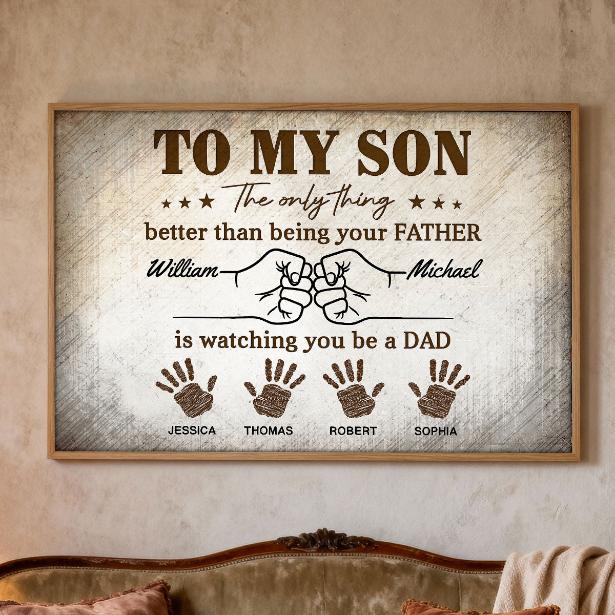 Retro Vintage From Dad To Son Watching You Be A Dad - Personalized Poster - Father's Day Gift For Son