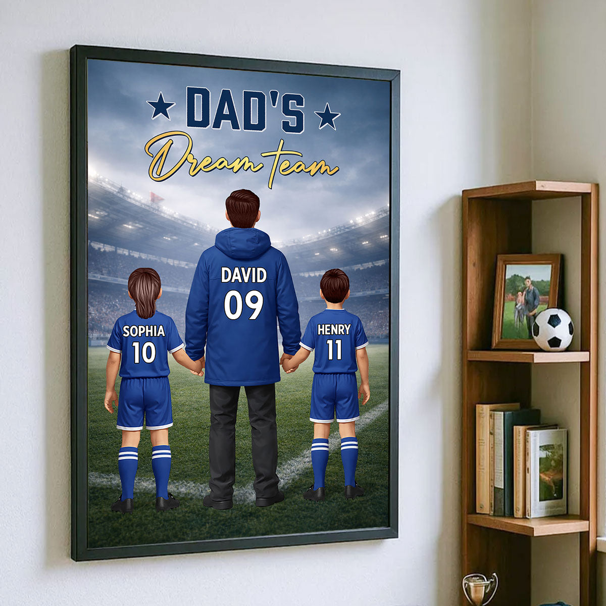 Dad's Dream Team Football Dad And Kids - Personlised Poster - UK Father's Day Gift, Gift For Dad