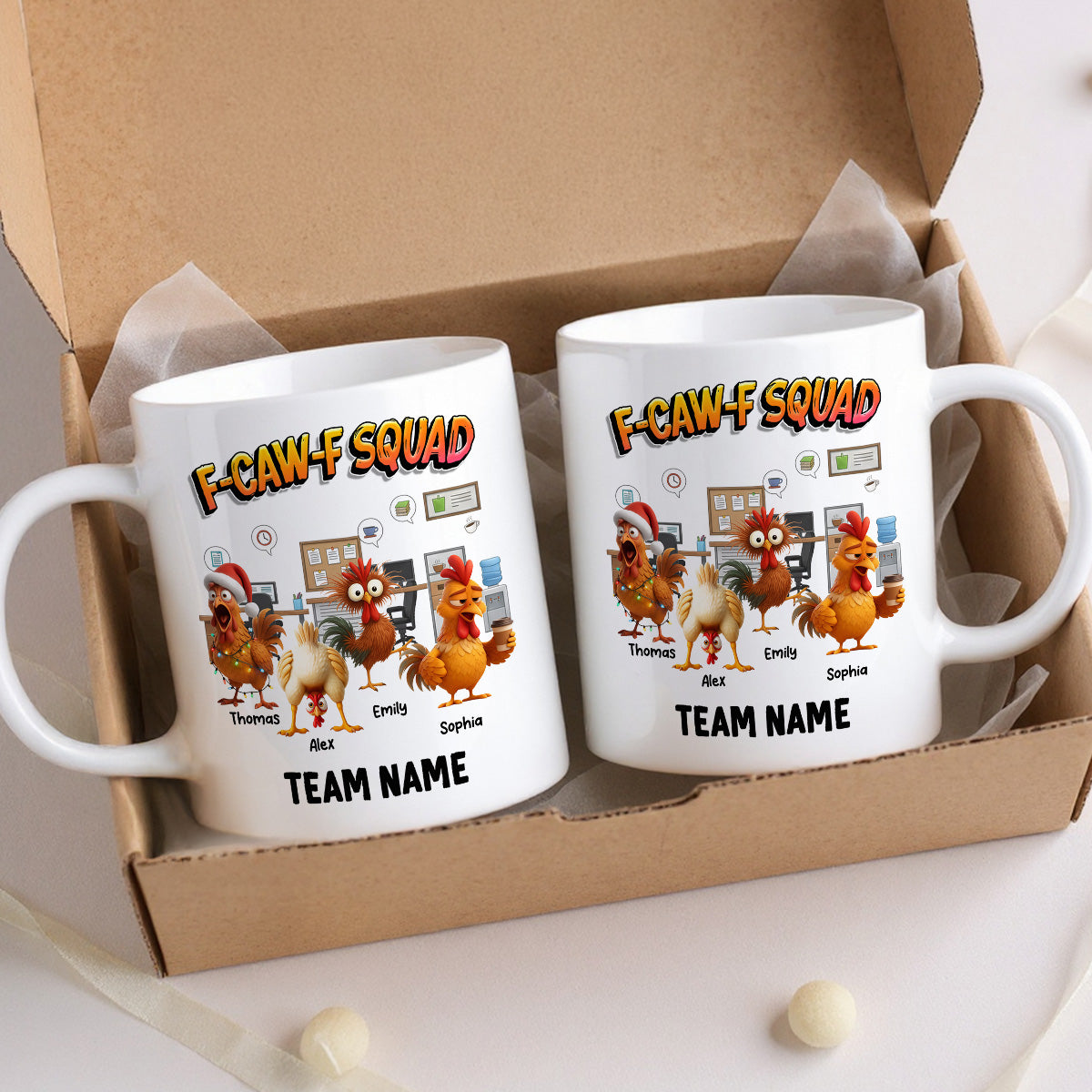F-Caw-F Squad Funny Chicken Staff - Personalized Mug - Funny Gift For Coworkers, Colleagues