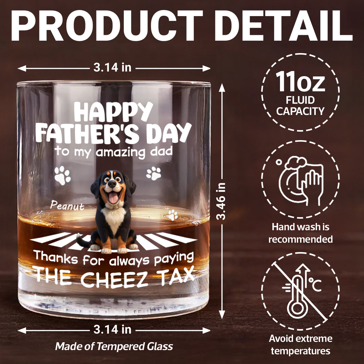 Happy Father's Day to My Amazing Dog Dad - Personalized Whiskey Glass - Father's Day Gift for Dog Dad, Husband