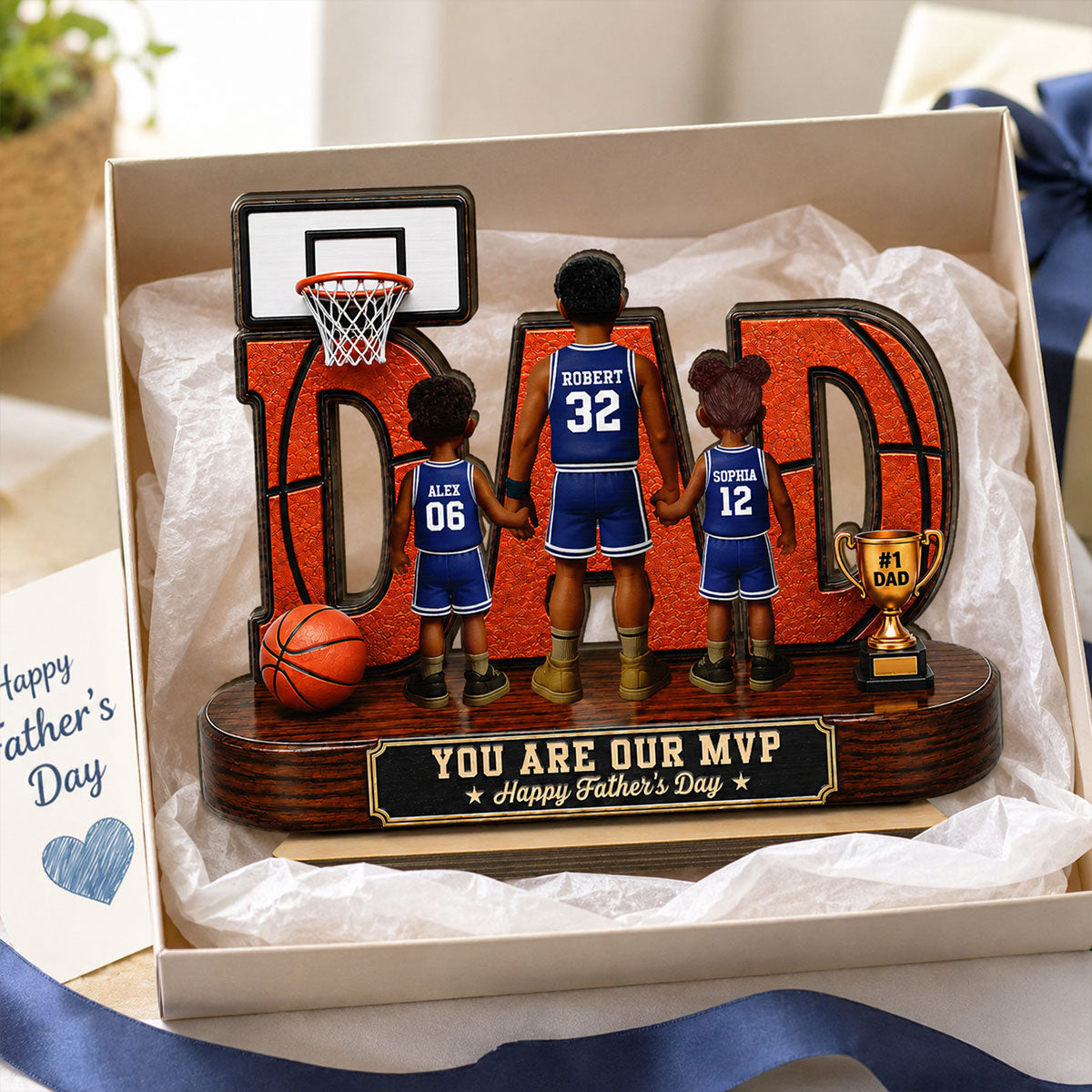 Basketball Dad Legend You Are Our MVP - Personalized 2-Layered Wooden Plaque - Unique Gift, Birthday Gift For Dad, Husband, Basketball Fans