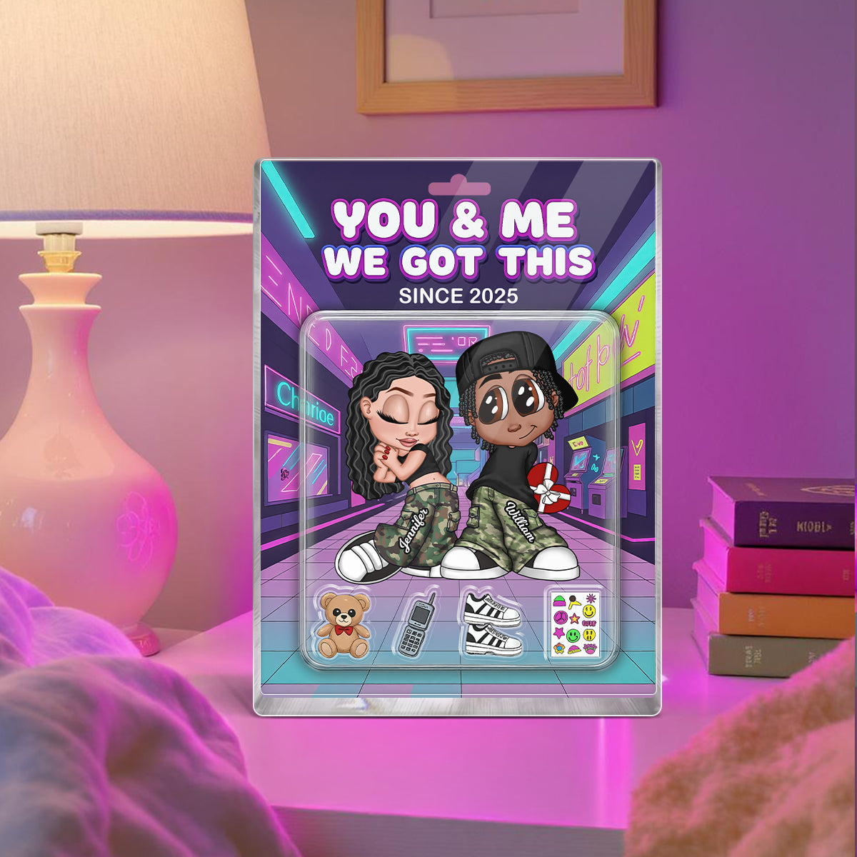 Y2K Couple Action Figure - Personalized Acrylic Block Plaque - Sentimental Valentine's Day Gift for him, for her