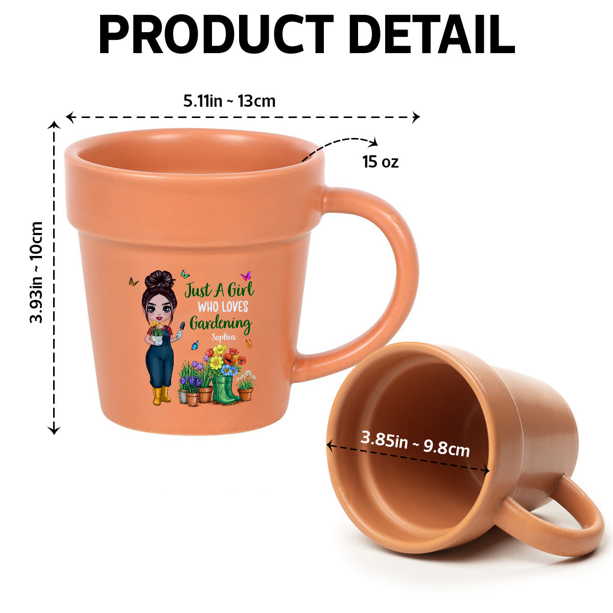 Just A Girl Who Loves Gardening - Personalized Plant Pot Ceramic Mug - Gift For Gardening Lovers