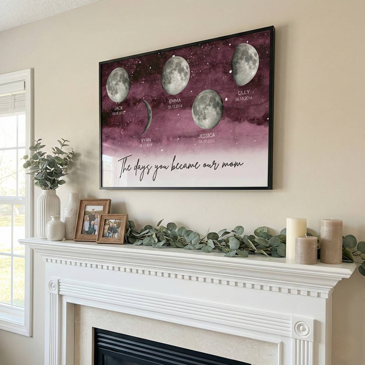 Starry Night The Day You Became MOM MUM Custom Title Nickname And Birth Moon Phase - Personalized Poster - Heartfelt Mother's Day Gift, Birthday Gift, For Mom, Wife, Grandma