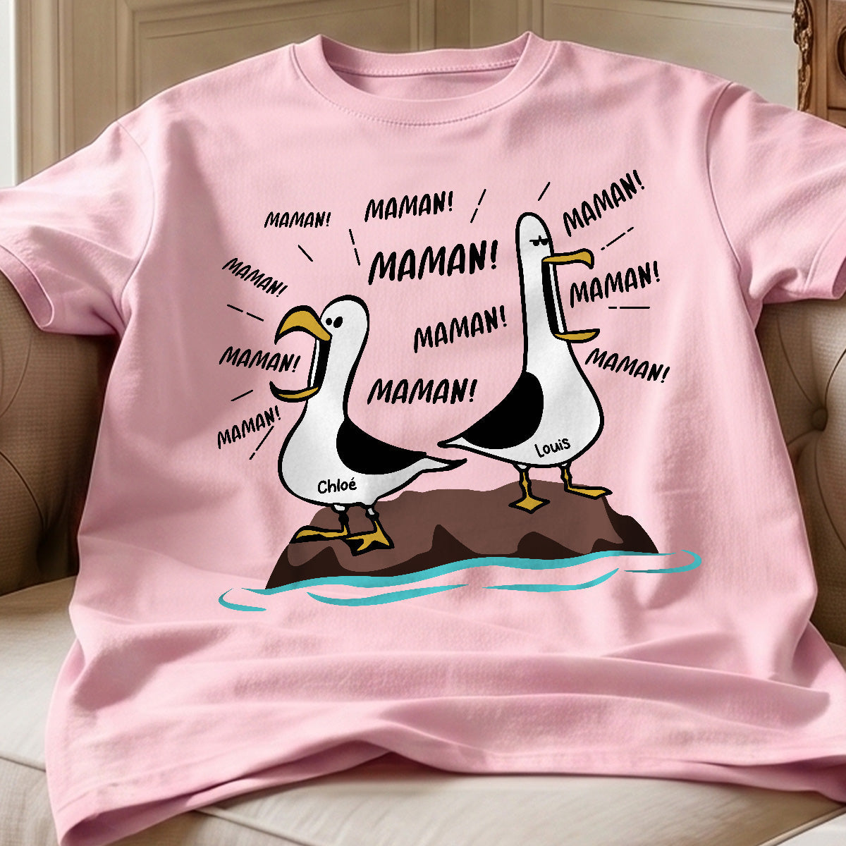Mouettes Maman! Maman! Maman! – T-shirt Personnalisé – Cadeau Rigolo pour la Fête des Mères