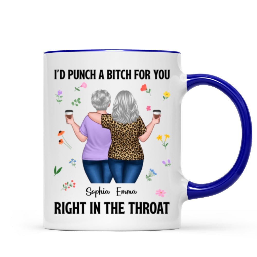 Back View Besties Walking It Takes A Long Time To Grow An Old Friend Floral Personalized Mug, Gift For Best Friends, BFF