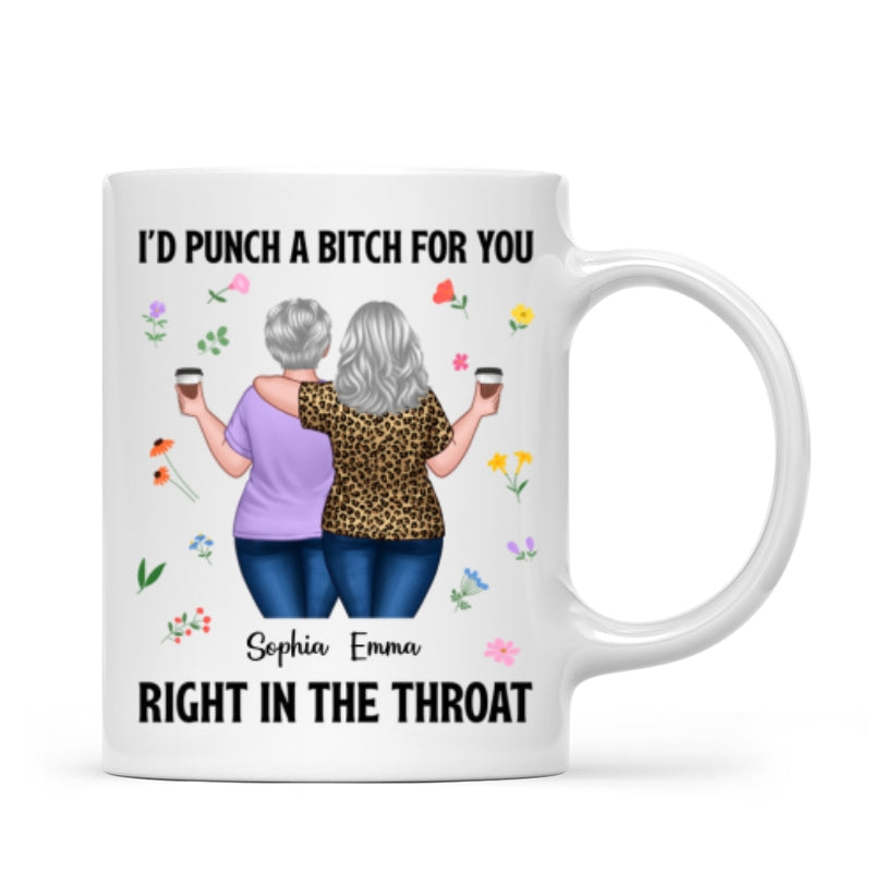Back View Besties Walking It Takes A Long Time To Grow An Old Friend Floral Personalized Mug, Gift For Best Friends, BFF