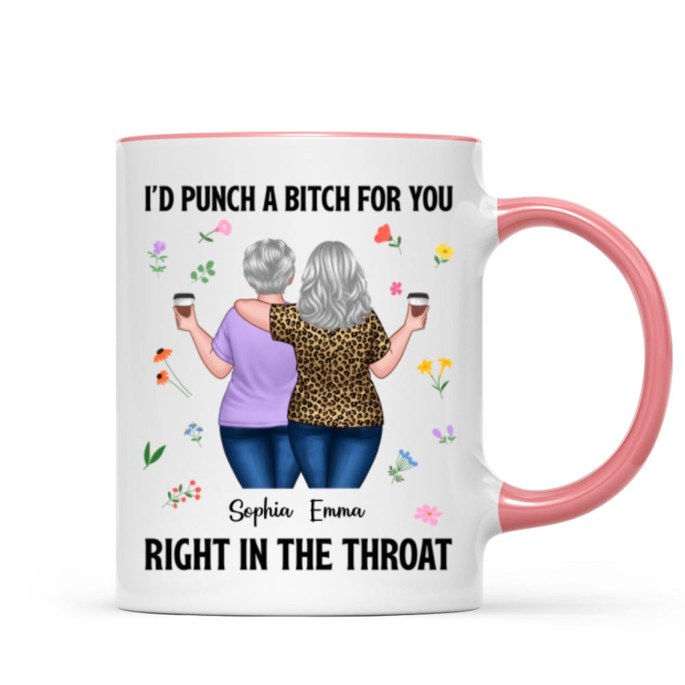 Back View Besties Walking It Takes A Long Time To Grow An Old Friend Floral Personalized Mug, Gift For Best Friends, BFF