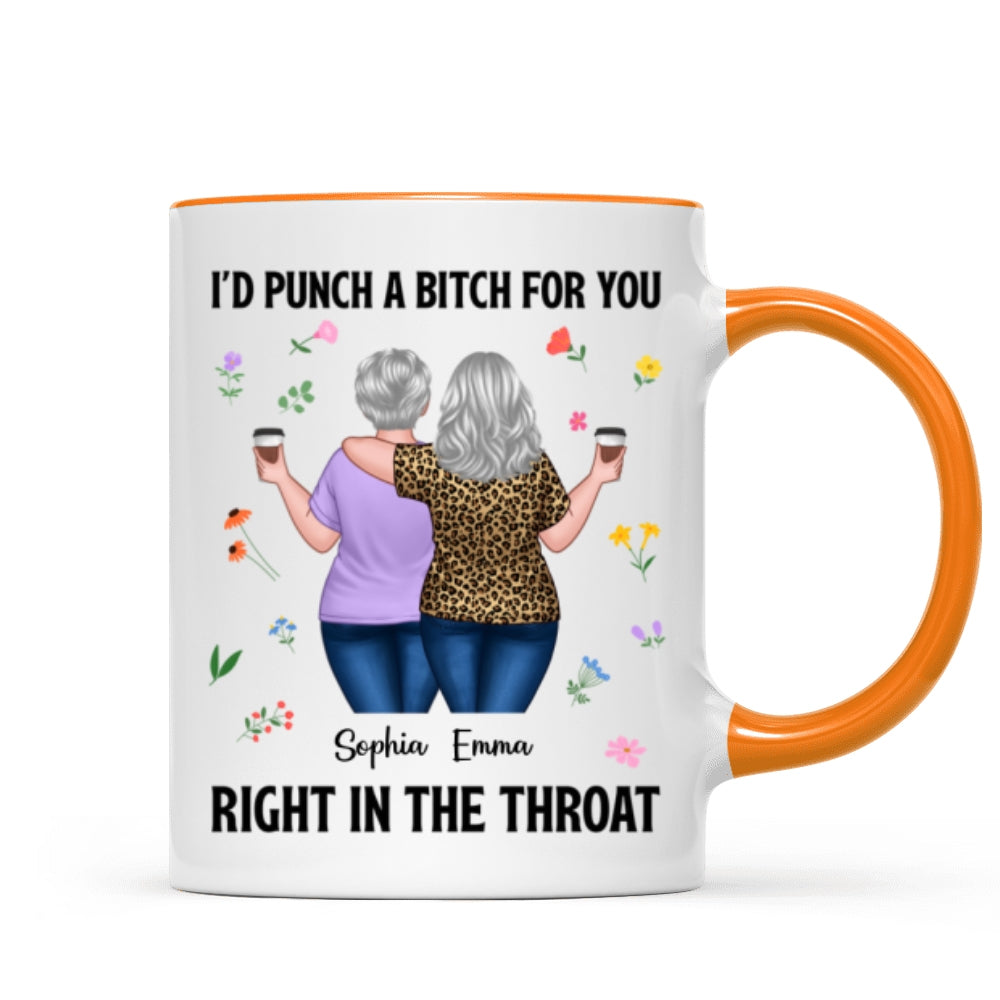 Back View Besties Walking It Takes A Long Time To Grow An Old Friend Floral Personalized Mug, Gift For Best Friends, BFF