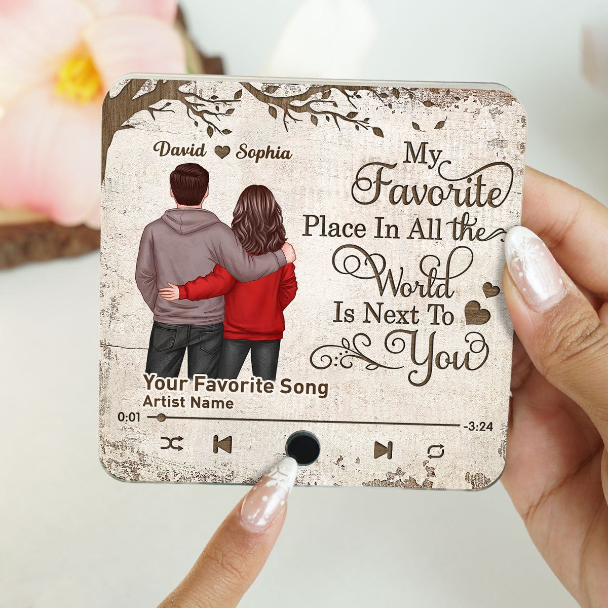 Favorite Place In The World Couple Standing Back View - Personalized Music Fridge Magnet - Heartfelt Gift For Couple, For Him, For Her, Husband, Wife