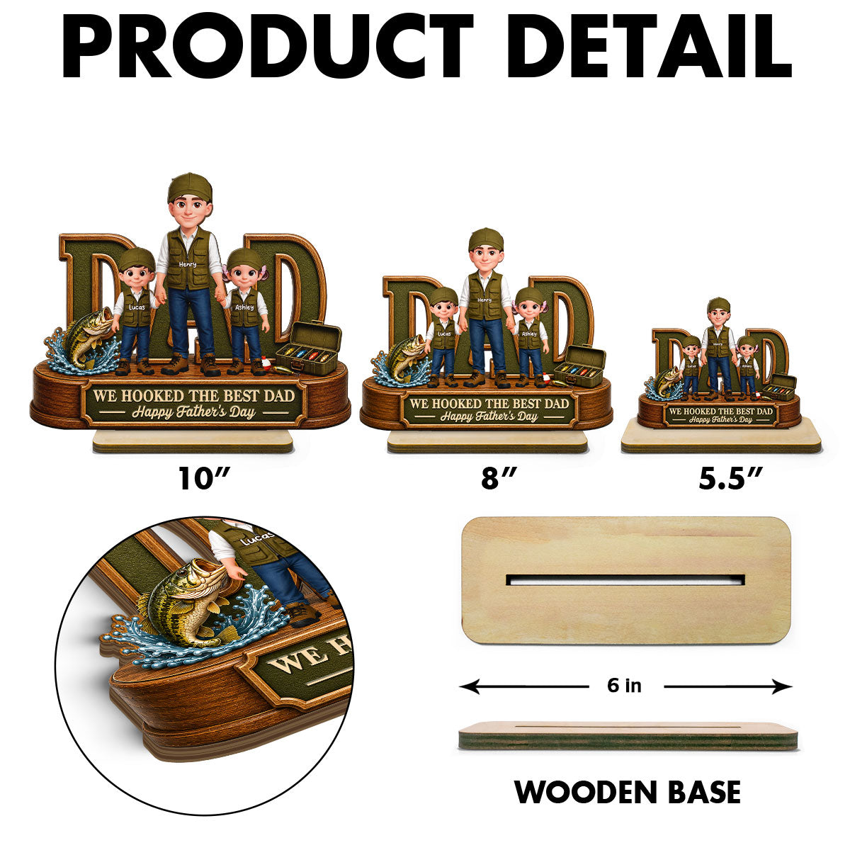 We Hooked The Best Dad Fishing Dad - Personalized 2-Layered Wooden Plaque -  Gift For Fishing Dad, Fishing Lovers