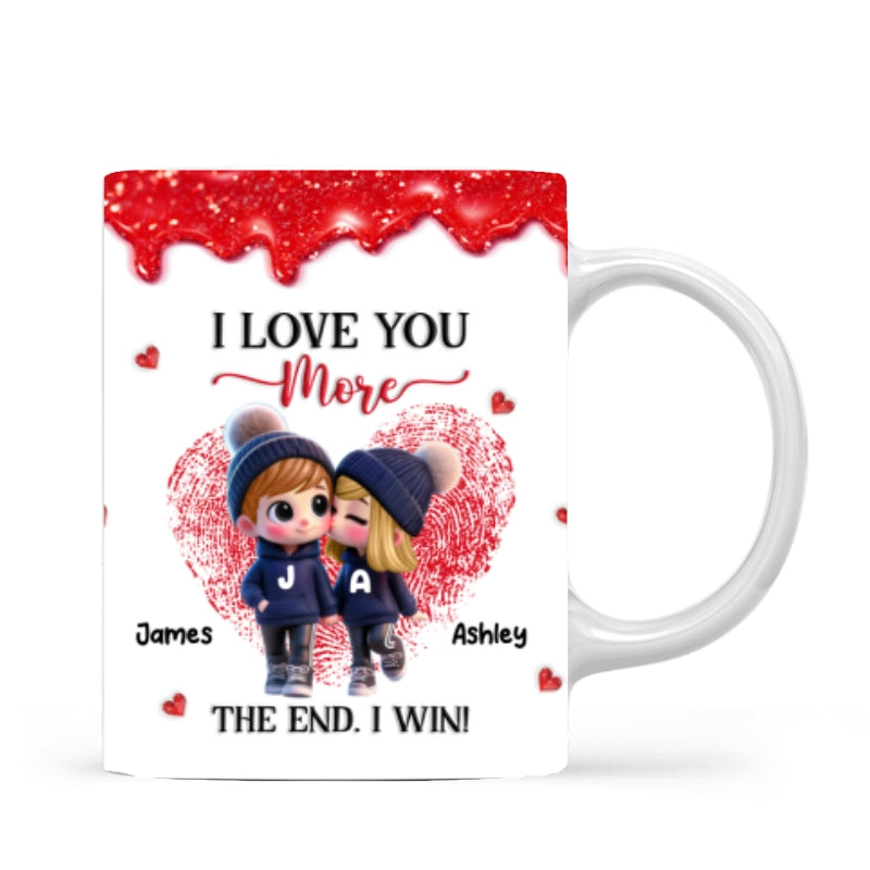 Love You More I Win Cartoon Couple - Personalized Mug - Valentine's Day Gift, Anniversary Gift For Him, For Her
