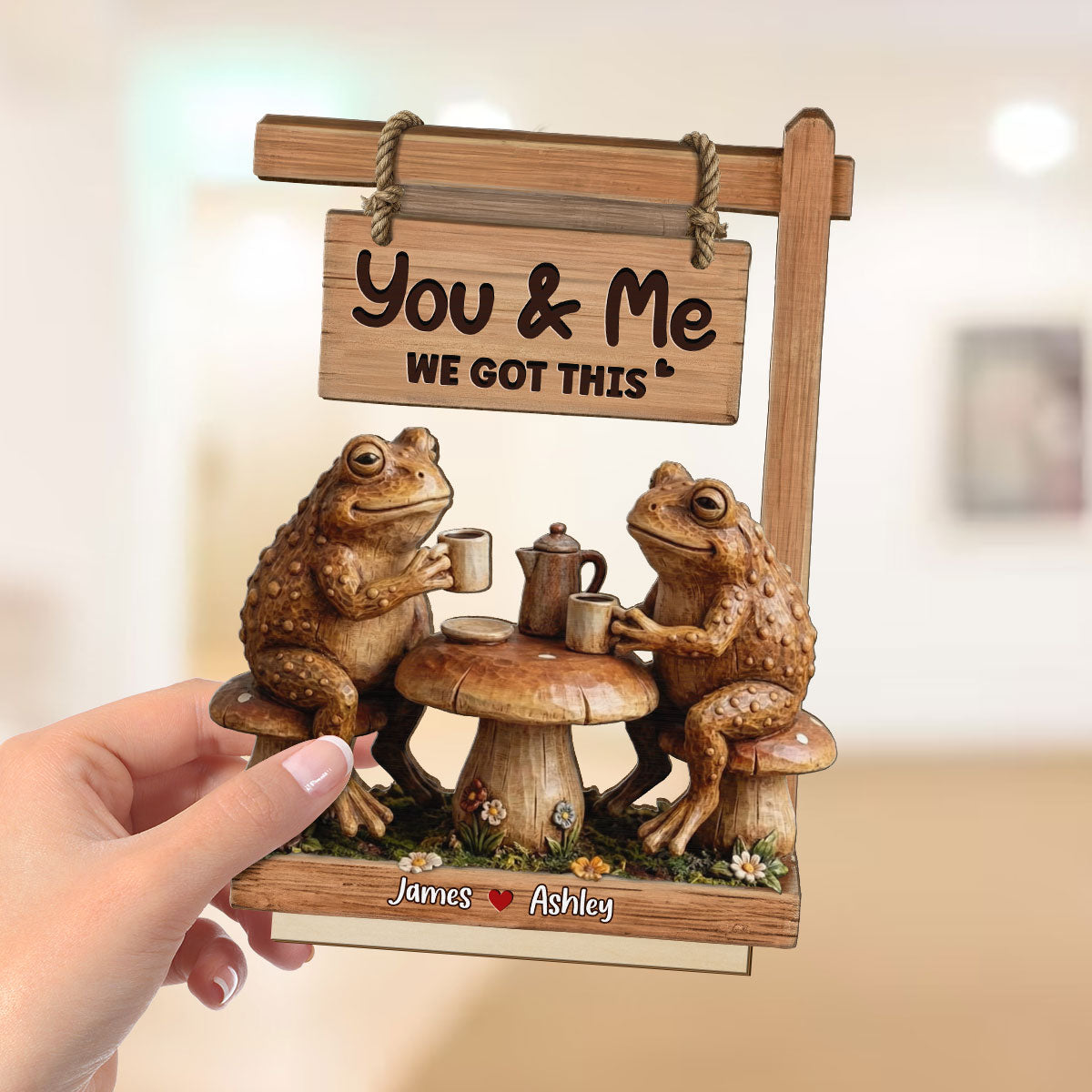 3D Effect Toad Couple In Garden Together Until We Croak - Personalized 2-Layer Wooden Plaque - Gift For Him, Gift For Her