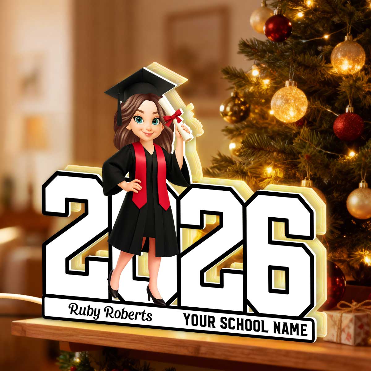 Graduation Senior Class Of Year - Personalized Light Box - Christmas Gift For Graduates