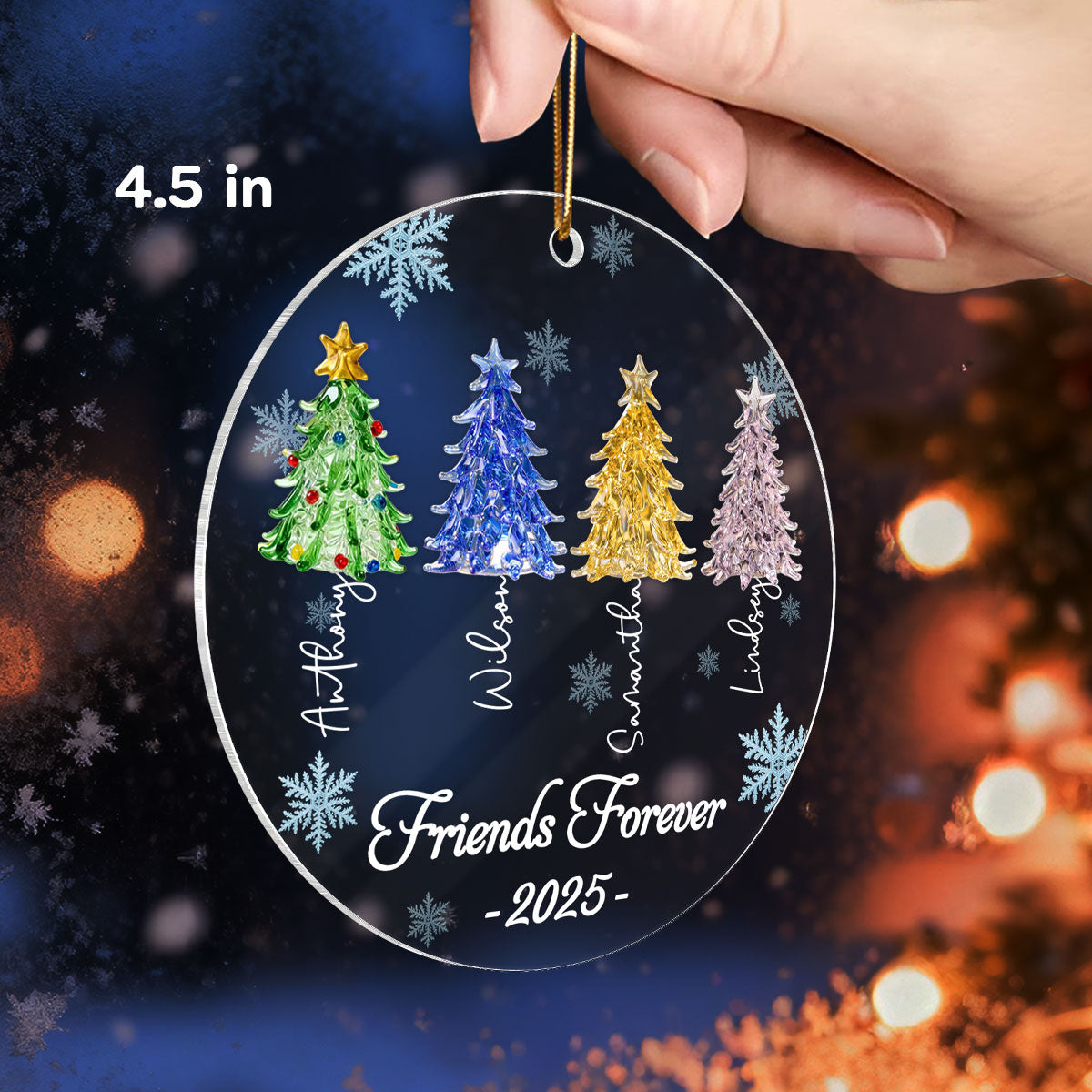 3D Crystal Effect Christmas Trees Best Friends Forever - Personalized Acrylic Ornament - Gift For Besties