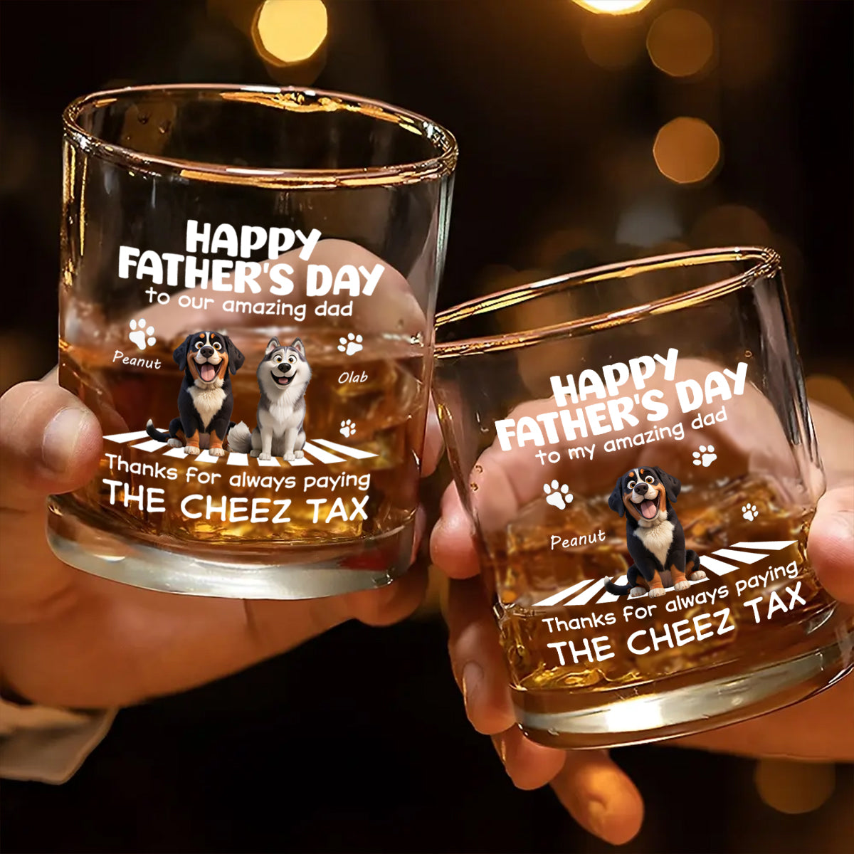 Happy Father's Day to My Amazing Dog Dad - Personalized Whiskey Glass - Father's Day Gift for Dog Dad, Husband