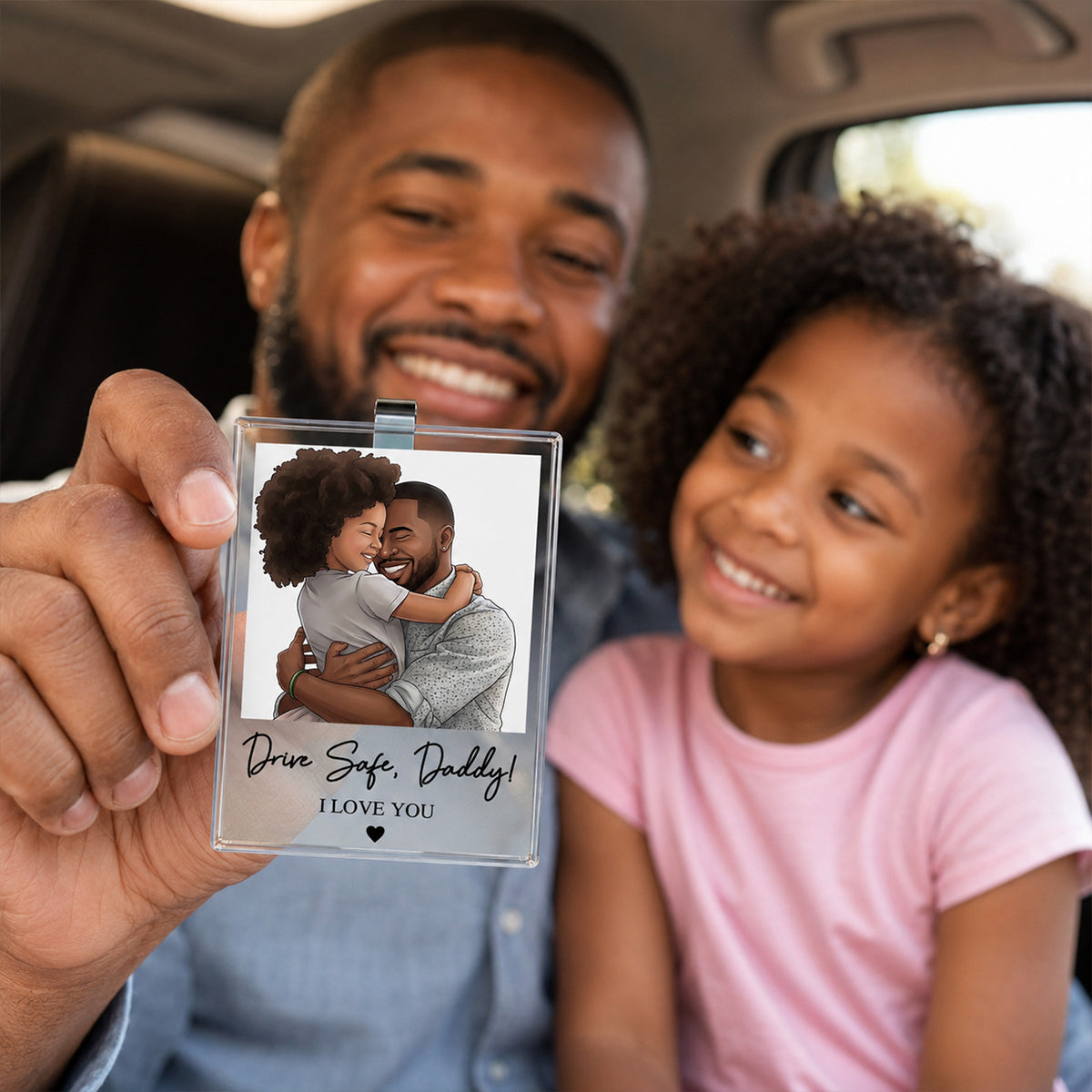 Drive Safe Dad Custom Photo - Personalized Car Visor Clip - Father's Day Gift for Dad, Husband