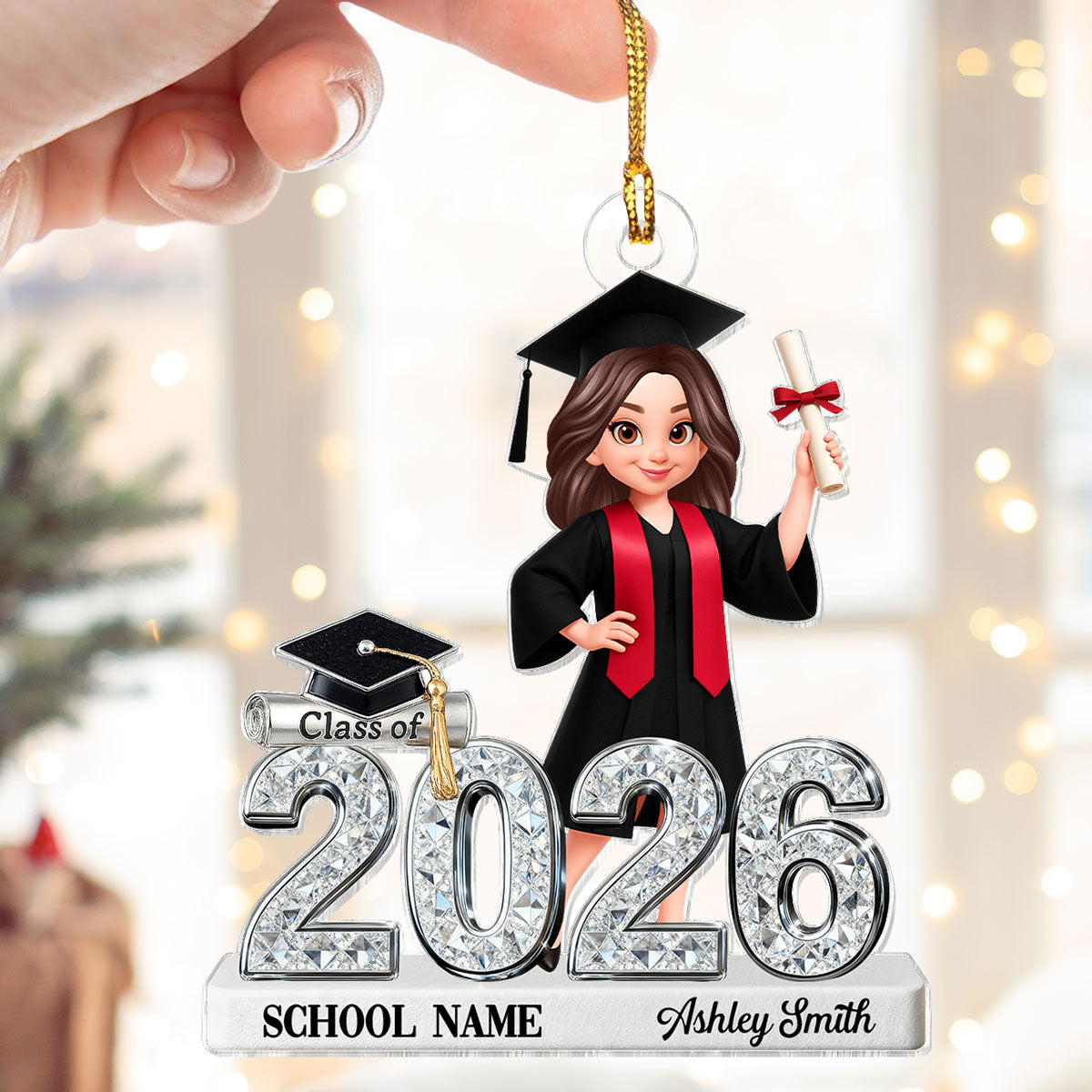 3D Shiny Effect Class Of 2025 2026 Senior - Personalized Acrylic Ornament