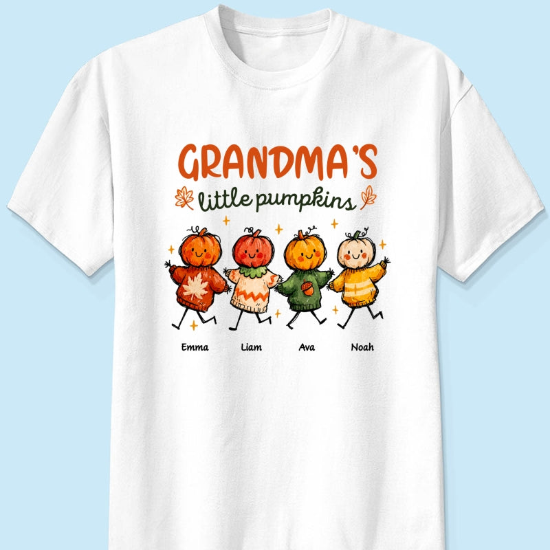 Grandma's Little Pumpkins Sweater Weather - Personalized Shirt - Trendy Fall Tee for Grandma