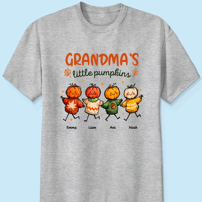 Grandma's Little Pumpkins Sweater Weather - Personalized Shirt - Trendy Fall Tee for Grandma