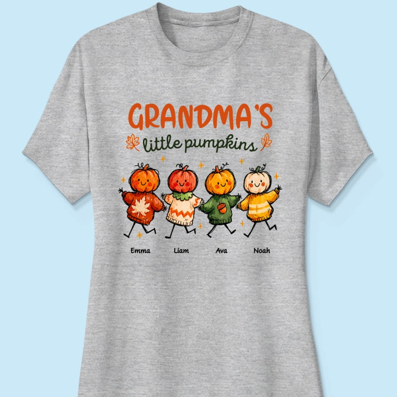 Grandma's Little Pumpkins Sweater Weather - Personalized Shirt - Trendy Fall Tee for Grandma