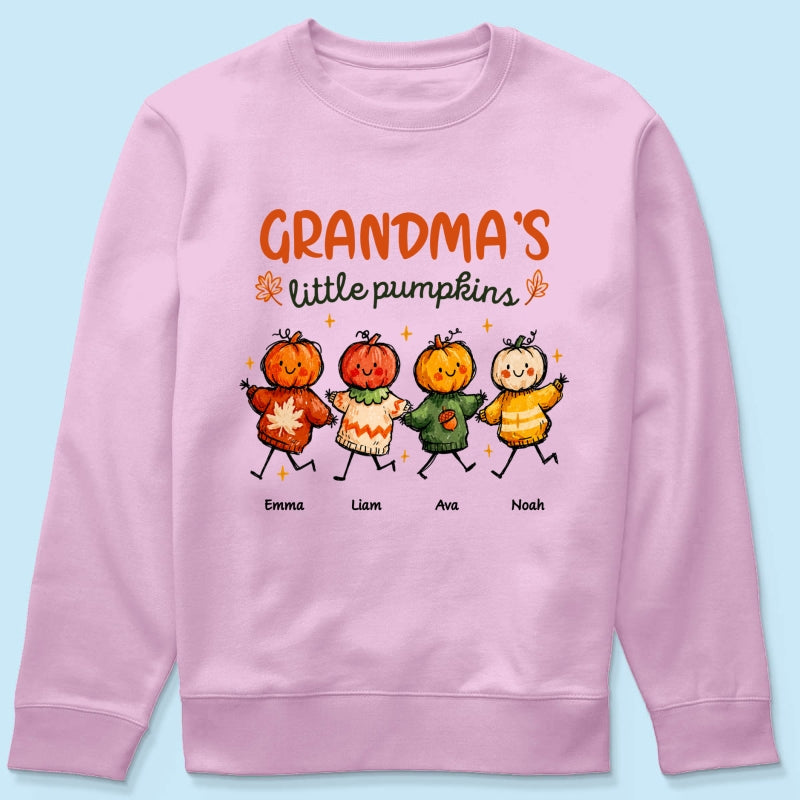 Grandma's Little Pumpkins Sweater Weather - Personalized Shirt - Trendy Fall Tee for Grandma