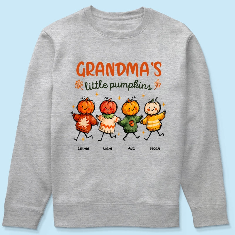 Grandma's Little Pumpkins Sweater Weather - Personalized Shirt - Trendy Fall Tee for Grandma