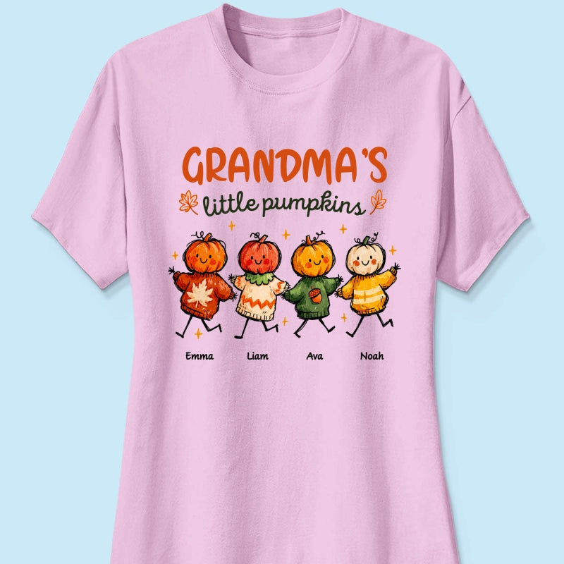Grandma's Little Pumpkins Sweater Weather - Personalized Shirt - Trendy Fall Tee for Grandma