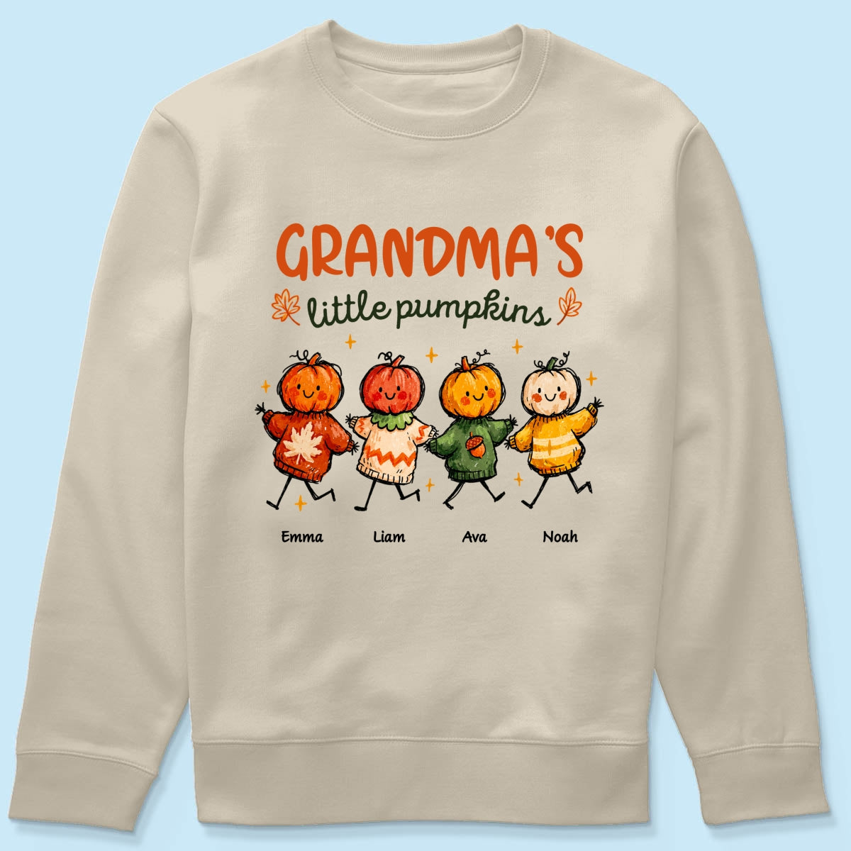 Grandma's Little Pumpkins Sweater Weather - Personalized Shirt - Trendy Fall Tee for Grandma