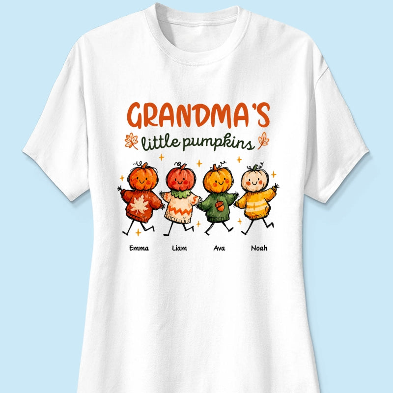 Grandma's Little Pumpkins Sweater Weather - Personalized Shirt - Trendy Fall Tee for Grandma