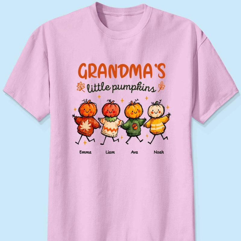 Grandma's Little Pumpkins Sweater Weather - Personalized Shirt - Trendy Fall Tee for Grandma