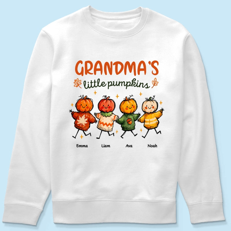 Grandma's Little Pumpkins Sweater Weather - Personalized Shirt - Trendy Fall Tee for Grandma